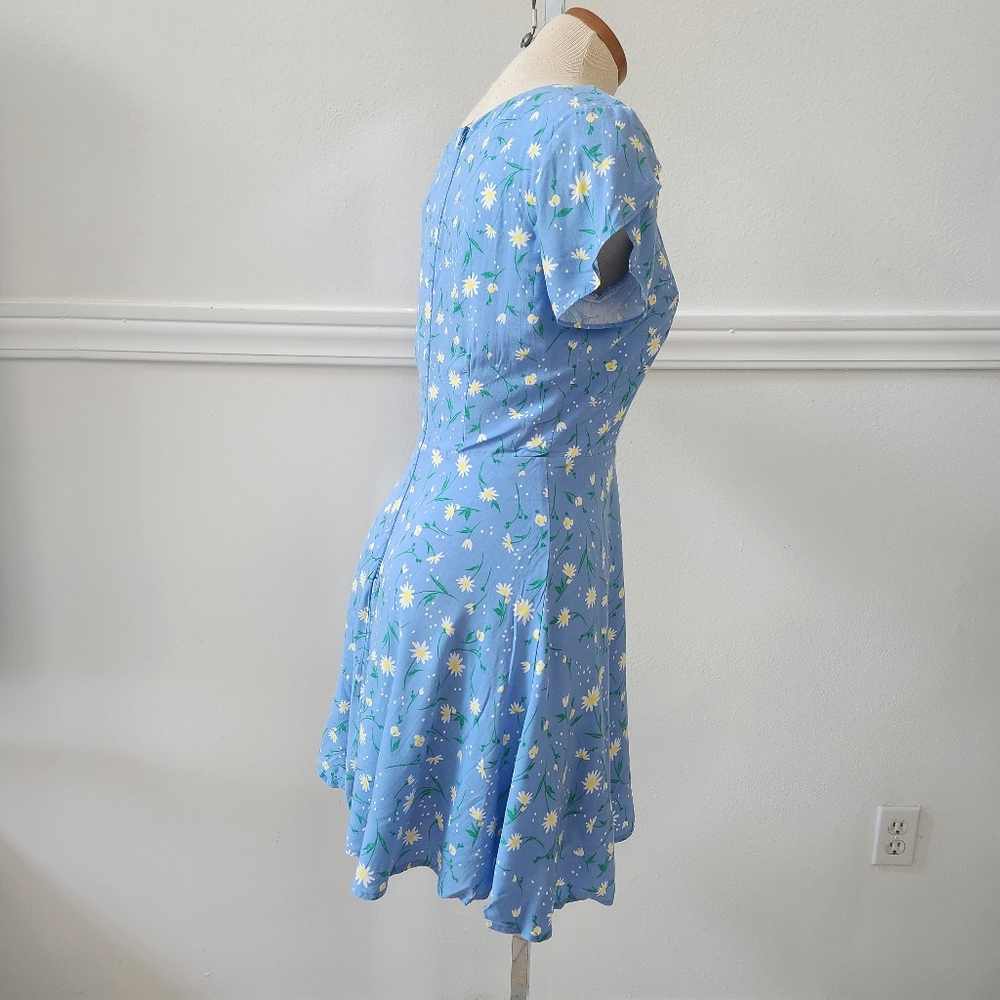 Copper Key Women's Blue Mini Dress S Floral Daisy Cottage Core Lined Summer - Picture 11 of 13